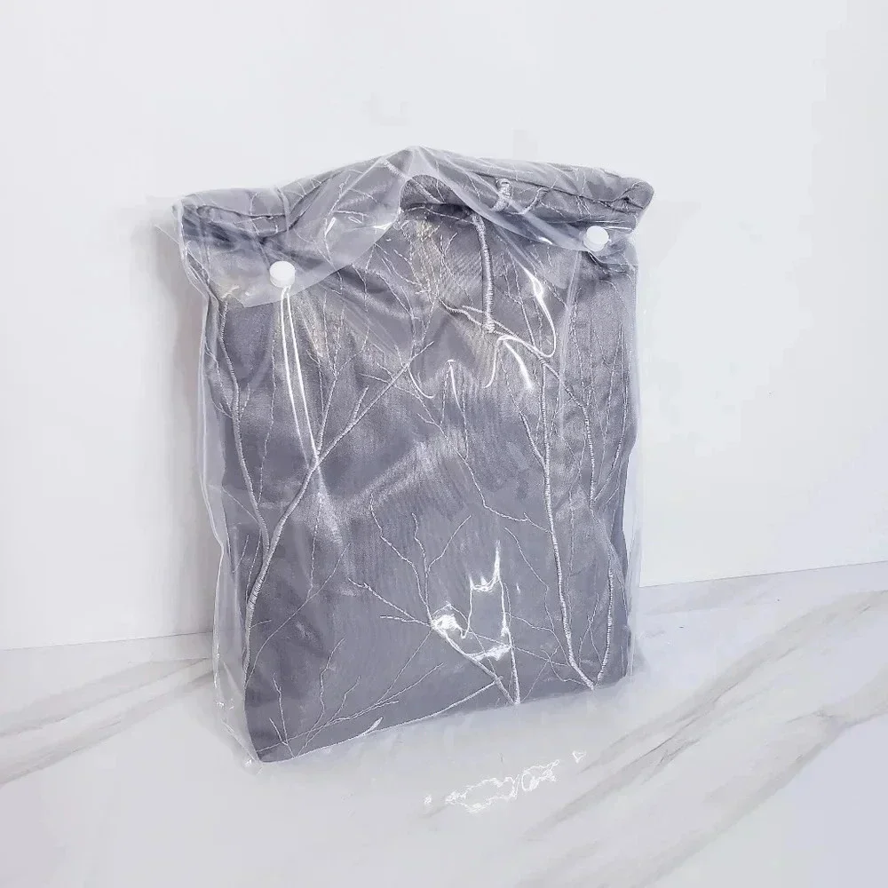 1 Window Panel Curtain Lined Embroidered Gray Grey Size 50